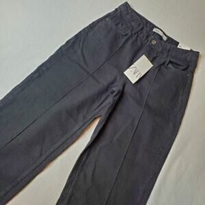 Zara Women's Size 4 NWT High Rise Wide Leg Crop Jeans Black